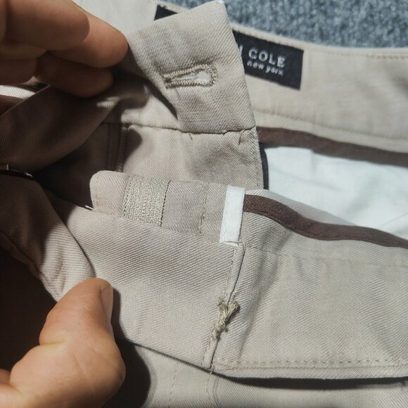 Kenneth Cole Chino Pants Mens 33x30 Beige Straight Leg No Button - Picture 3 of 5